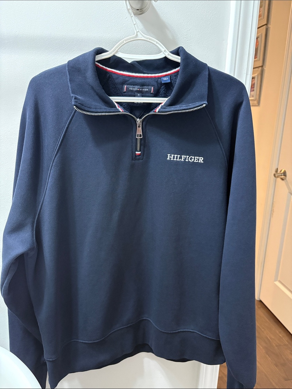 Tommy Hilfiger Navy Quarter-Zip Pullover with Logo